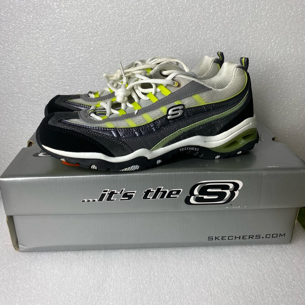 Skechers Sport Athletic Shoes Sneakers - Black, Gray, and Lime Women’s Size 9.5